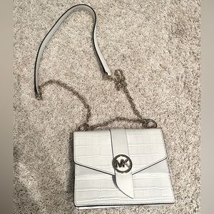 Michael Kors Greenwich small leather crossbody bag in Bone